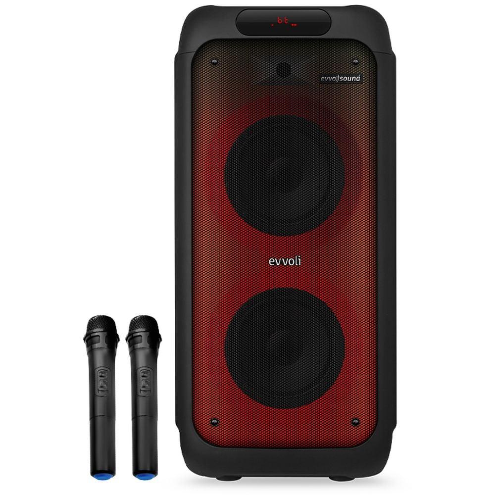 Evvoli Portable Party Speaker Bluetooth With Two Wireless MIC, Built In Lights and Splashproof Design 160W