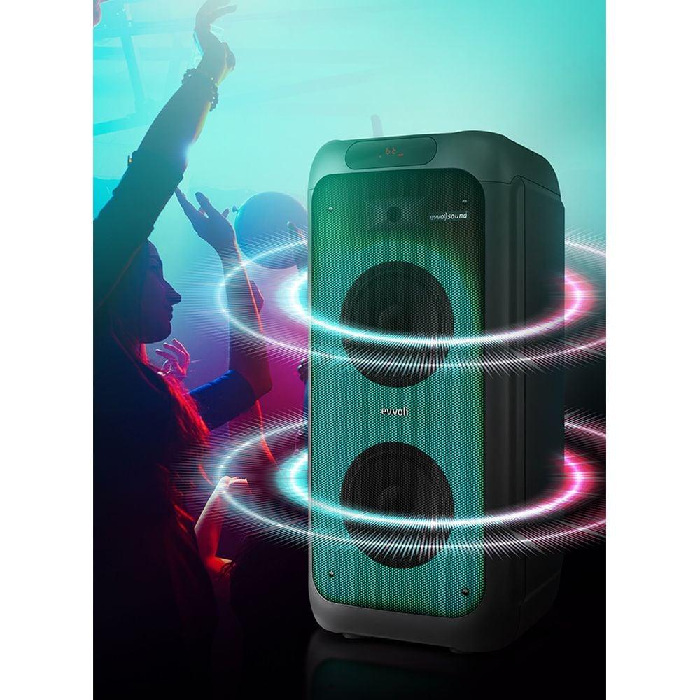 Evvoli Portable Party Speaker Bluetooth With Two Wireless MIC, Built In Lights and Splashproof Design 160W - фото 8 - id-p115964942
