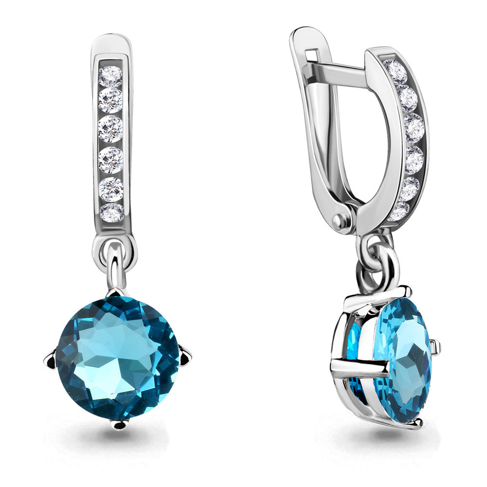Серьги Aquamarine 46070101Б.5 вставка фианит стекло