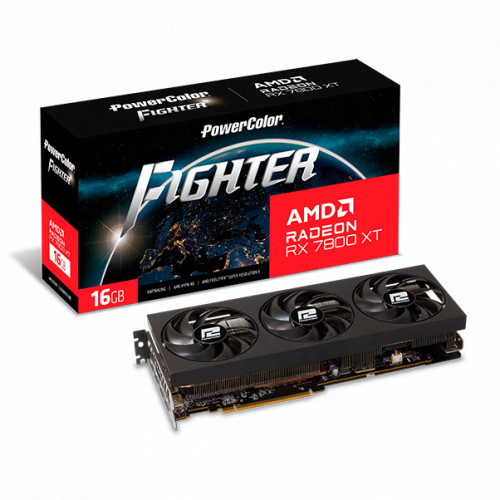 PowerColor Fighter Radeon RX 7800 XT видеокарта (RX7800XT 16G-F/OC) - фото 1 - id-p115966908