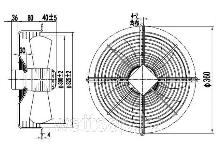 Вентилятор осевой MaEr Micro-motor YDWF68L35P4-300-PA, 1800 м3/час - фото 3 - id-p115968505