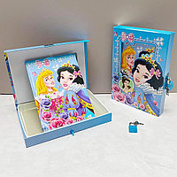 Блокнот с замком в коробке с принцессами диснея A5 голубой