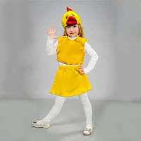 Костюм детский карнавальный Цыпленок кофточка юбка с хвостом и шапка желтый