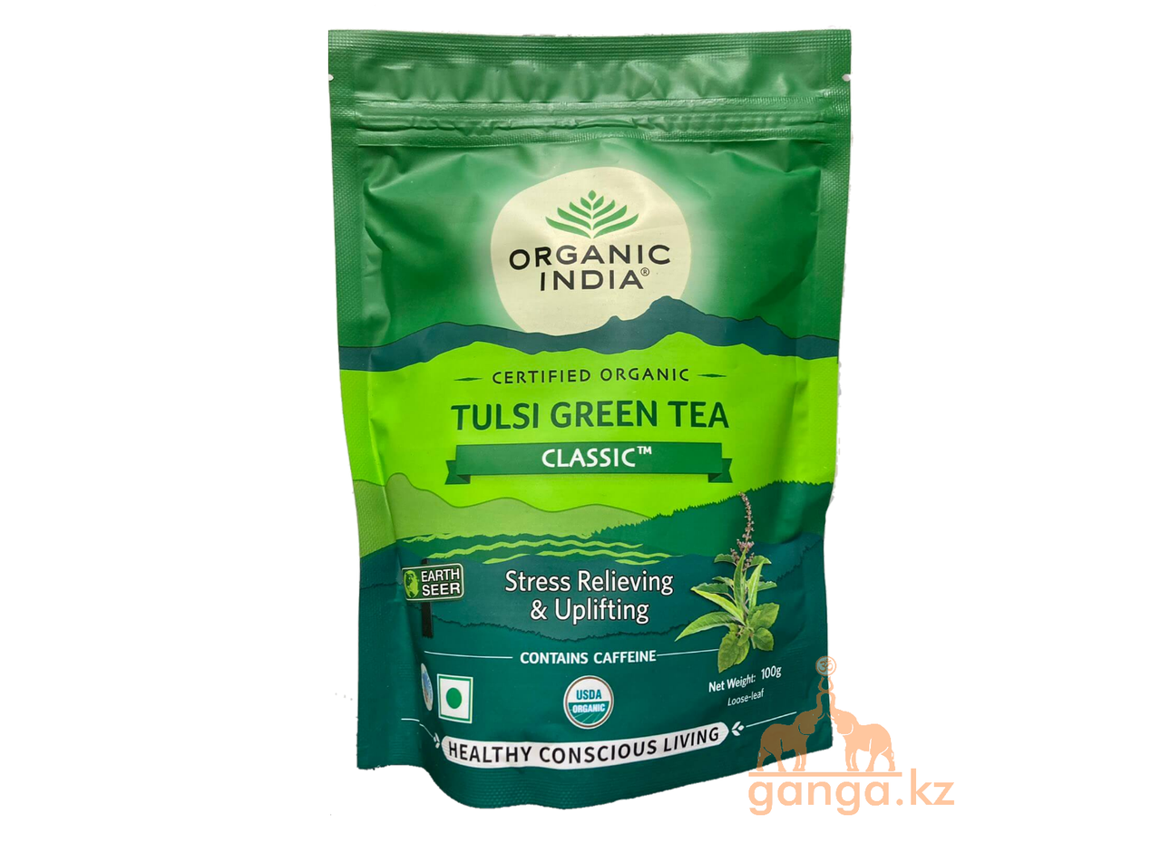Органический зеленый чай Тулси (Tulsi Green Tea ORGANIC INDIA), 100 г.