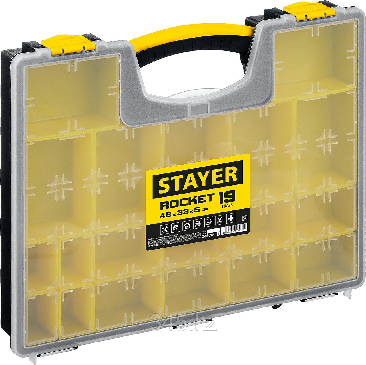 STAYER ROCKET-19, 420 x 330 x 50 мм, (16.5 ), пластиковый органайзер с 19 съемными лотками (2-38032) - фото 1 - id-p115600637