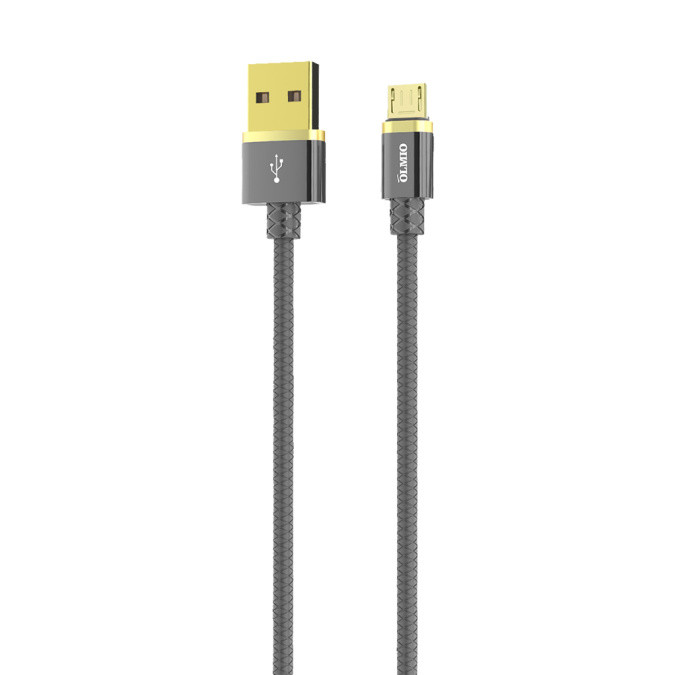 Olmio Deluxe Кабель USB 2.0 - microUSB, 1м, 2.1A, серый - фото 1 - id-p115985858