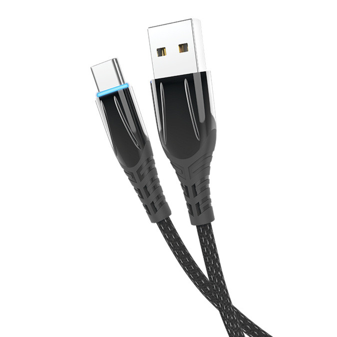 Olmio SmartLED Кабель USB 2.0 - Type-C, 1,2м, 2.1A, черный