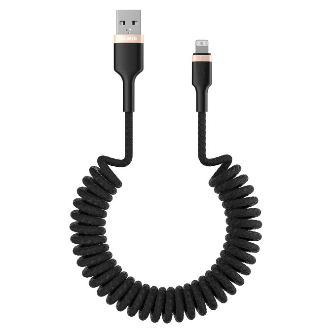 Olmio SPRING Кабель USB 2.0 - lightning, 1.5м, 2.4A, черный - фото 1 - id-p115985882