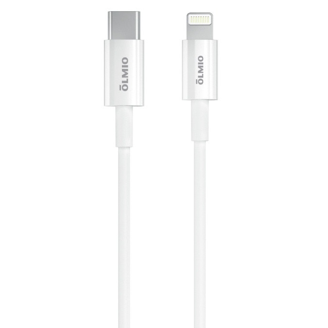 Olmio Кабель Type-C - lightning, 1м, 3A, белый