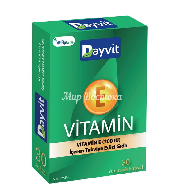 Витамин Е для защиты здоровья и красоты Dayvit Vitamin E RpFarma (30 капсул, Турция) - фото 1 - id-p115986180