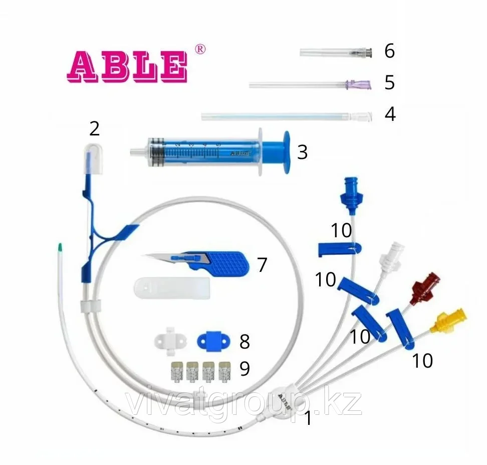 Набор для катетеризации центральных вен с 4- канальным катетером ABLE® - фото 1 - id-p115988862