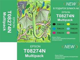 Картридж T08274N MultiPack for T50\TX700/TX800/R270 290/R390/RX590/610 690 (6шт Т0821N-T0826N + подарок бумага