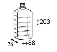 Бутылка PET 1л прямоугольная+крышка (упаковка 100шт) (ДШВ 80*45*45см,ВШ 203х88х76мм), фото 2