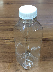 Бутылка  500мл 38мм прозрачная квадратная+крышка(200шт)(ДШВ 60*45*110, 5,8кг)(ВШ 177х60мм)