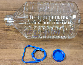Бутылка PET прозрачная 5л + крышка (баклажка)+ручка  (48шт в упак. 2,5 кг.,В*Ш*Д 120*95*32sm)(ВШ 313х157мм)