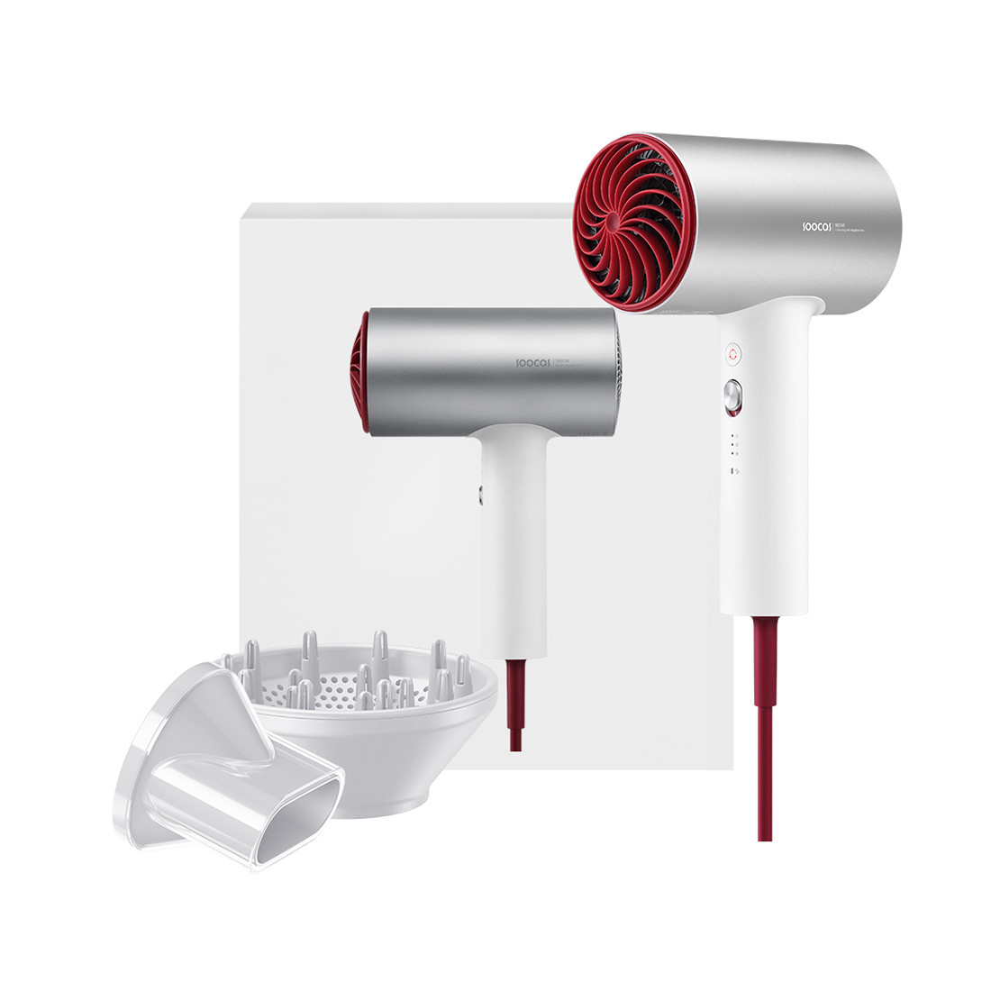 Фен для волос Soocas H5 Hair Dryer с диффузором Серебристый - фото 2 - id-p115993599