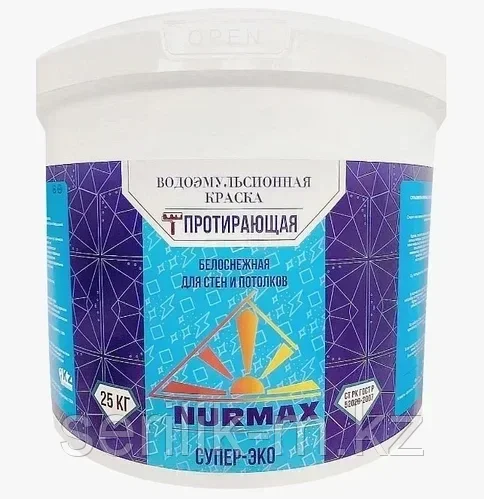 ВОДОЭМУЛЬСИОННАЯ КРАСКА ПРОТИРАЮЩАЯСЯ NURMAX СУПЕР-ЭКО 25 КГ