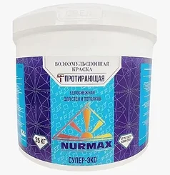 ВОДОЭМУЛЬСИОННАЯ КРАСКА ПРОТИРАЮЩАЯСЯ NURMAX СУПЕР-ЭКО 7 КГ