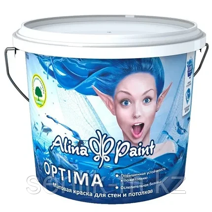 КРАСКА ВОДОЭМУЛЬСИОННАЯ ALINA PAINT OPTIMA 25 КГ (ИНТЕРЬЕРНАЯ, СУПЕРБЕЛАЯ, ВСЕСЕЗОННАЯ), фото 1