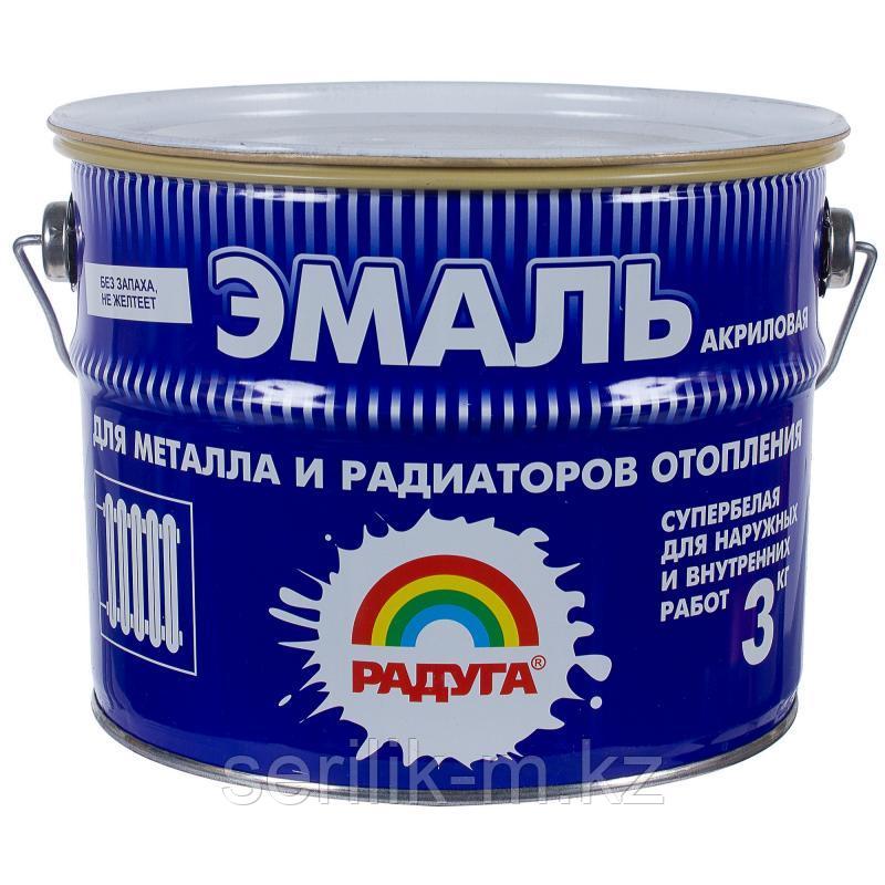ЭМАЛЬ АКРИЛОВАЯ БЕЛАЯ ДЛЯ РАДИАТОРОВ ПОЛУГЛЯНЦЕВАЯ РАДУГА 3 КГ