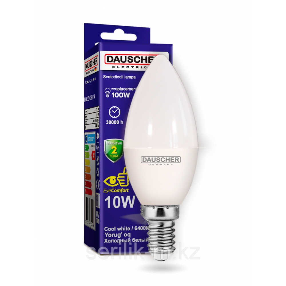 ЛАМПА LED C35 10W E14 6400K (DAUSCHER)