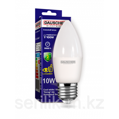 ЛАМПА LED C35 10W E27 6400K (DAUSCHER)