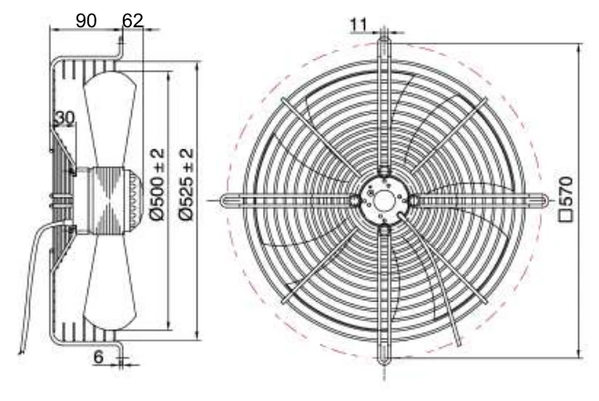 Вентилятор осевой MaEr Micro-motor YDWF102L50P4-500-7, 8000 м3/час - фото 3 - id-p116001879