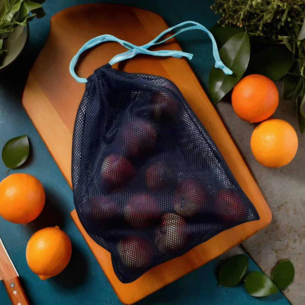 Сетка. Многоразовый мешочек авоська для овощей и фруктов. темно-синий - фото 1 - id-p112433845
