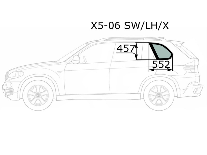 Стекло кузова боковое (не опускное) (Слева/ Цвет зеленый) BMW X5 06-13 - фото 1 - id-p115933655