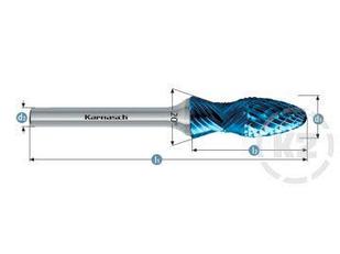 Комбинированная борфреза Karnasch вогнутая с формой F (парабола с закругленной головкой), твердосплавная