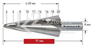 Коническое сверло Ø 4-20 мм, HSS-XE, Karnasch, арт. 20.1472U