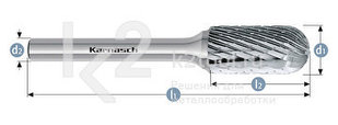 Борфреза Karnasch форма C (цилиндр со сферическим концом), твердосплавная
