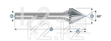 Борфреза Karnasch форма J (зенкер с вершиной 60°), твердосплавная