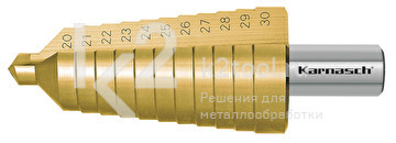 Ступенчатое сверло Ø 20-30 мм, HSS-XE с покрытием TiN-GOLD, Karnasch, арт. 21.3010 - фото 2 - id-p116005668
