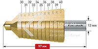 Ступенчатое сверло Ø 30-40 мм, HSS-XE с покрытием TiN-GOLD, Karnasch, арт. 21.3011