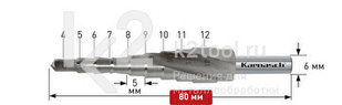 Ступенчатое сверло Ø 4-12 мм, HSS-XE, Karnasch, арт. 20.1447U