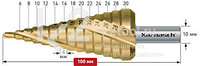 Ступенчатое сверло Ø 6-30 мм, HSS-XE с покрытием TiN-GOLD, Karnasch, арт. 21.3003