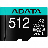 ADATA microSDXC Class 10 + adapter SD флеш (flash) карты (AUSDX512GUI3V30SA2-RA1)