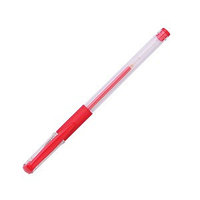 Ручка гелевая, цвет чернил красный, 0,5 мм, с гриппом, прозрачный корпус.
