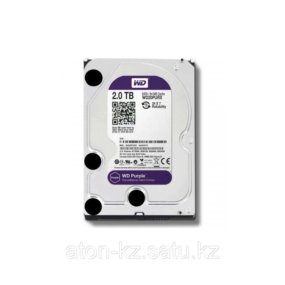 Жёсткий диск для видеонаблюдения Western Digital Purple HDD 2Tb WD20PURZ - фото 1 - id-p116017625