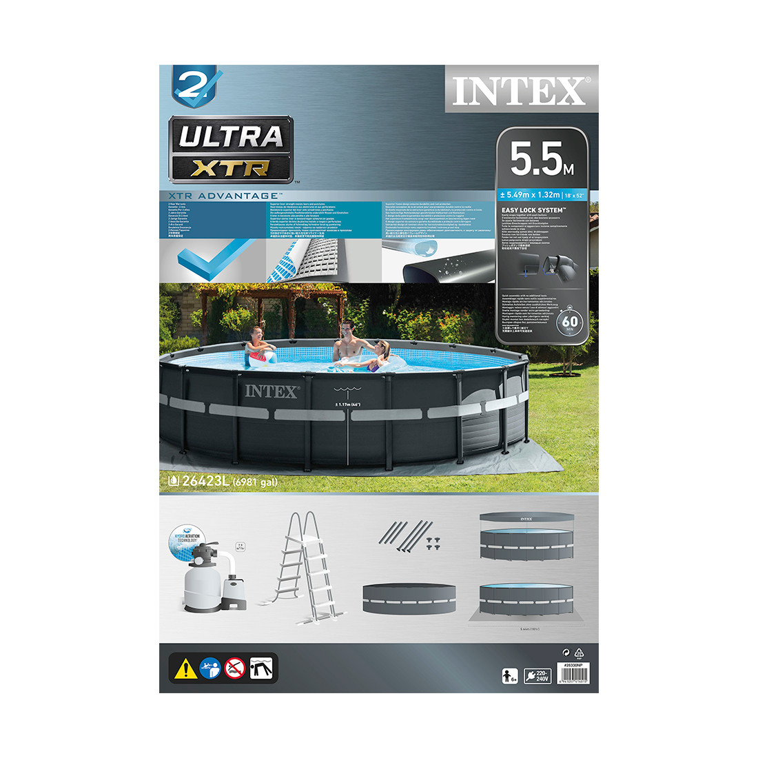 Бассейн каркасный INTEX Ultra XTR Frame 26330NP (549x549х132 см) серый - фото 3 - id-p116017718