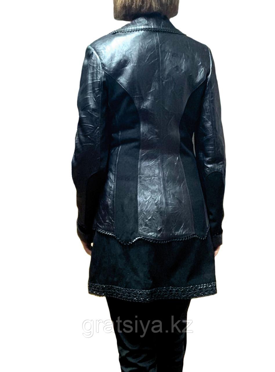 Женская Удлиненная Куртка из Натуральной Кожи и Замши Осень Весна - фото 4 - id-p103890843