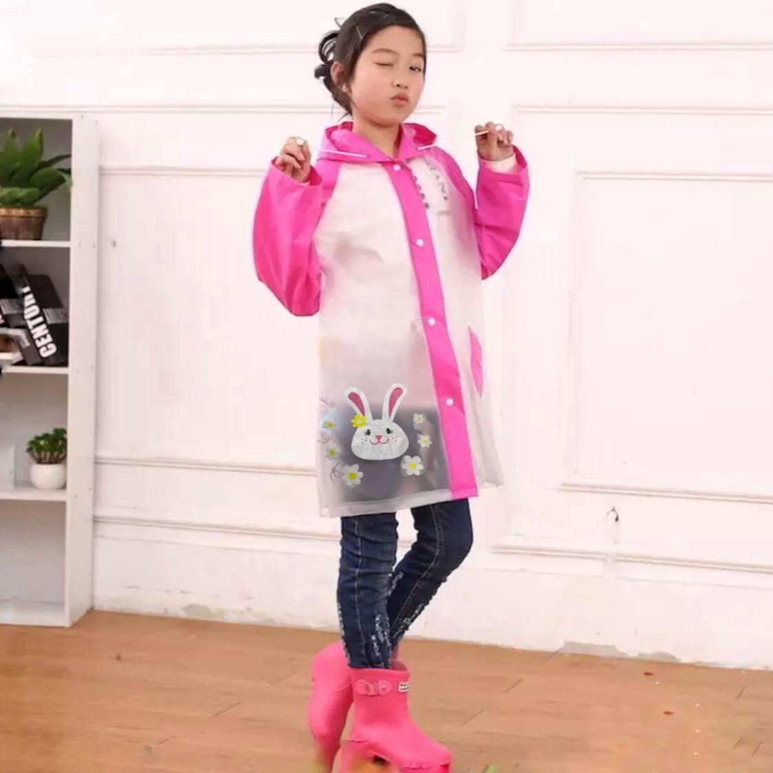 Дождевик детский полупрозрачный розовый, фото 1