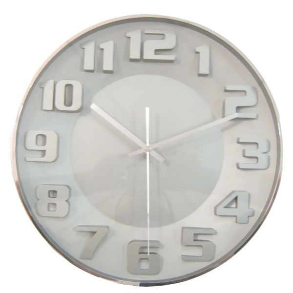 Часы d=33,5cм, круглые, графитовый циферблат, без лого Tig