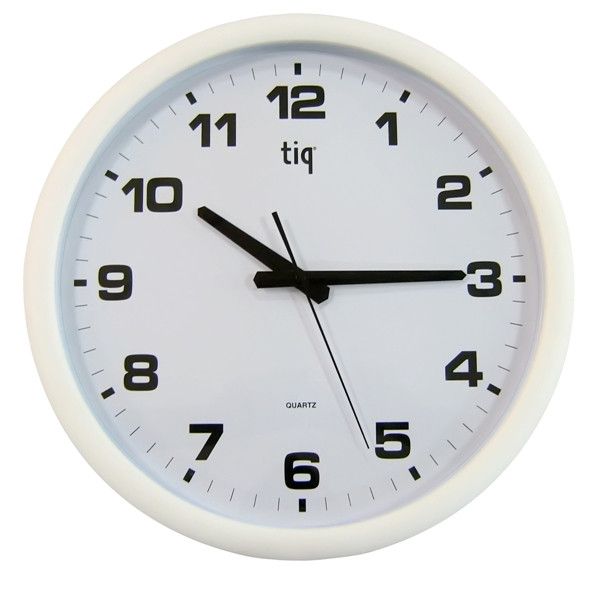 Часы d=40см, круглые, белые, пластиковые Tig