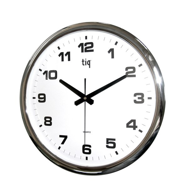 Часы d=40см, круглые, серебристые, пластиковые Tig