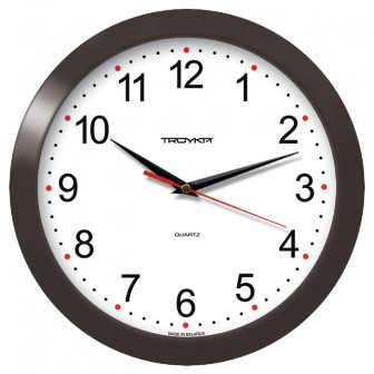 Часы d=290мм, круглые, белые, черный корпус, минеральное стекло Часпром - фото 1 - id-p116019462