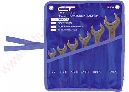 Набор ключей рожковых, 6 - 32 мм, 10 шт., CrV, фосфатированные, ГОСТ 2839// СИБРТЕХ