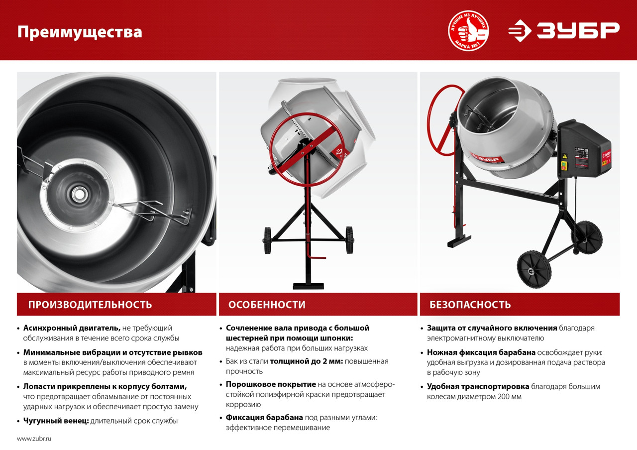 Бетономешалка ЗУБР 120 л - фото 2 - id-p116026142