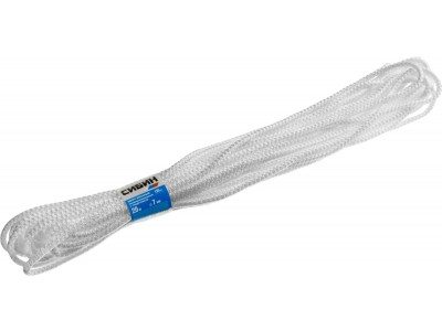 Шнур вязаный Сибин 50255 (полипропиленовый, сердечник, белый, 20м, d 5мм) - фото 1 - id-p116029054